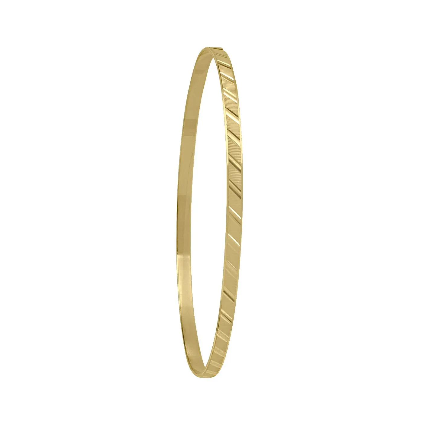 10K Gold (3mm) Diamond Cut Slip On Bangle