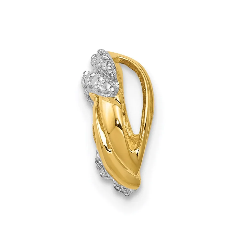 14k .02ct. Diamond w/Rhodium Accents Round Chain Slide
