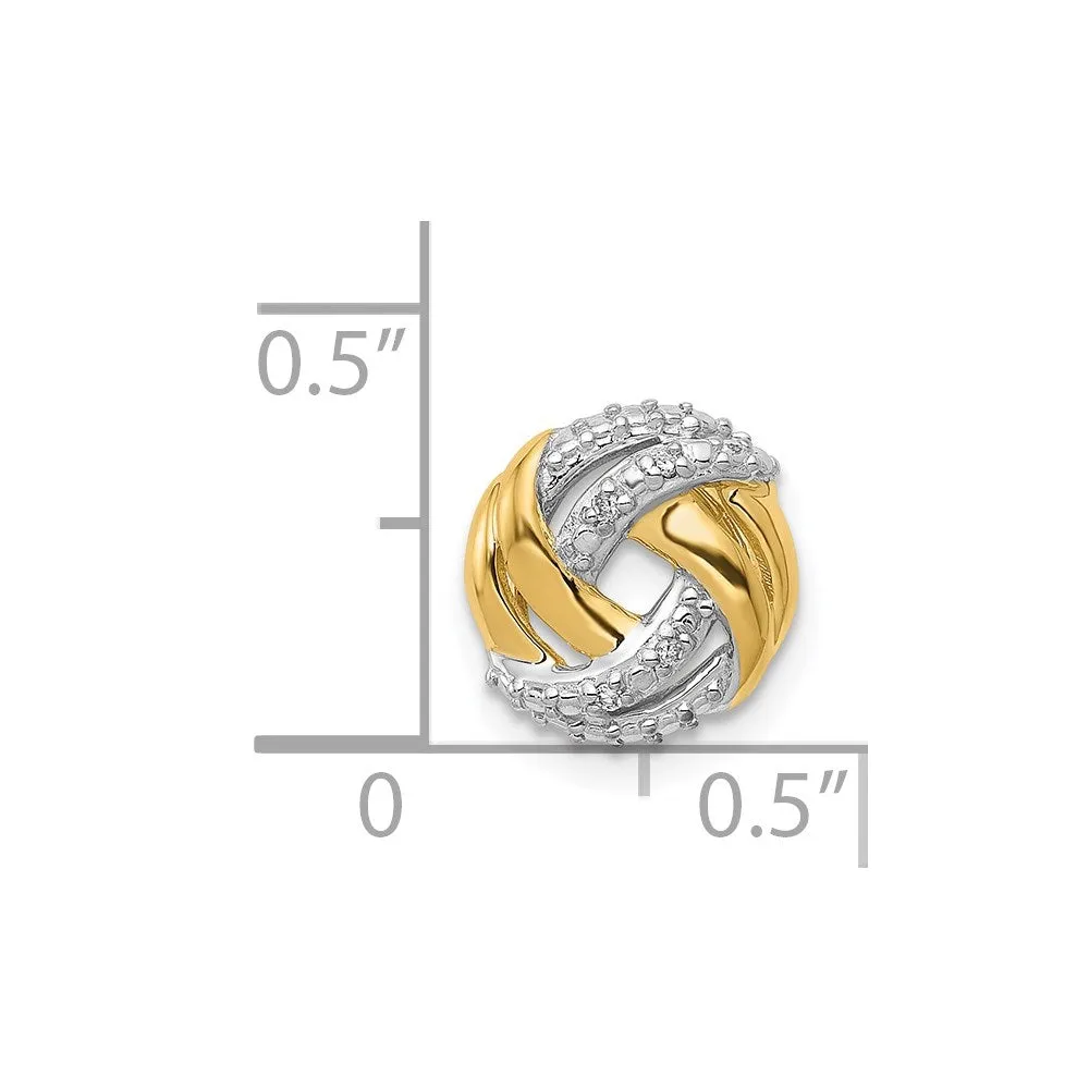 14k .02ct. Diamond w/Rhodium Accents Round Chain Slide