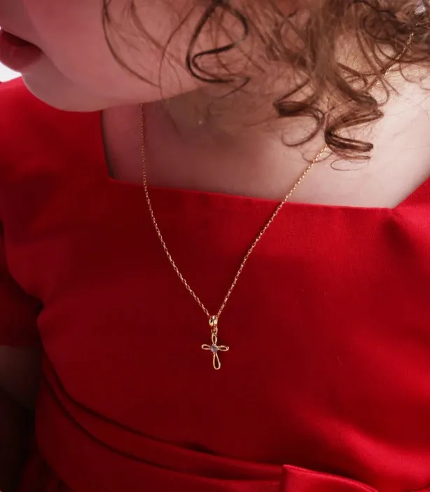 14K Gold-Plated Infinity Cross Necklace