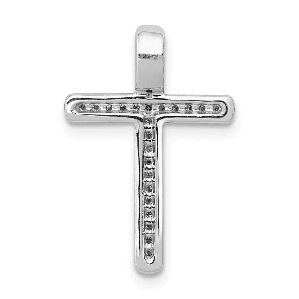 14k White Gold 1/10ct. Diamond Cross Chain Slide