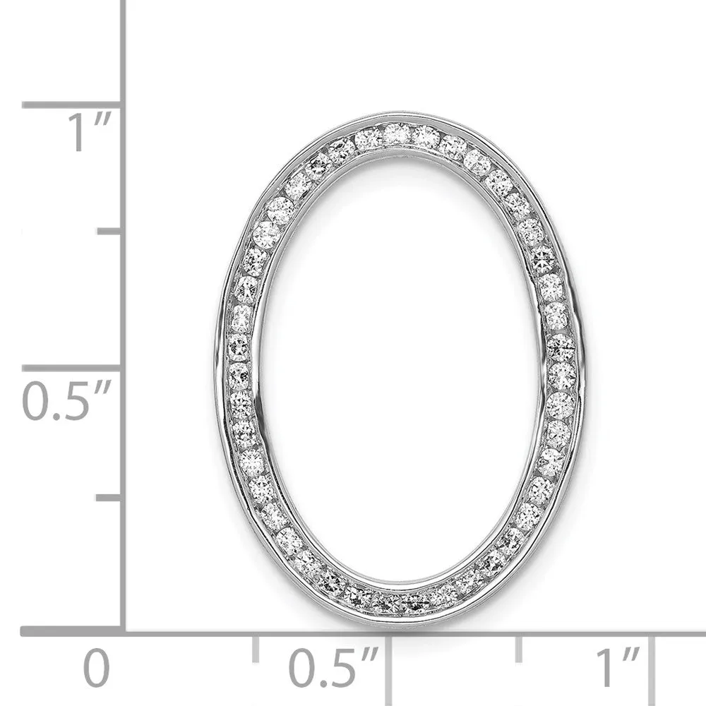 14k White Gold 1/2ct. Diamond Channel Set Oval Chain Slide