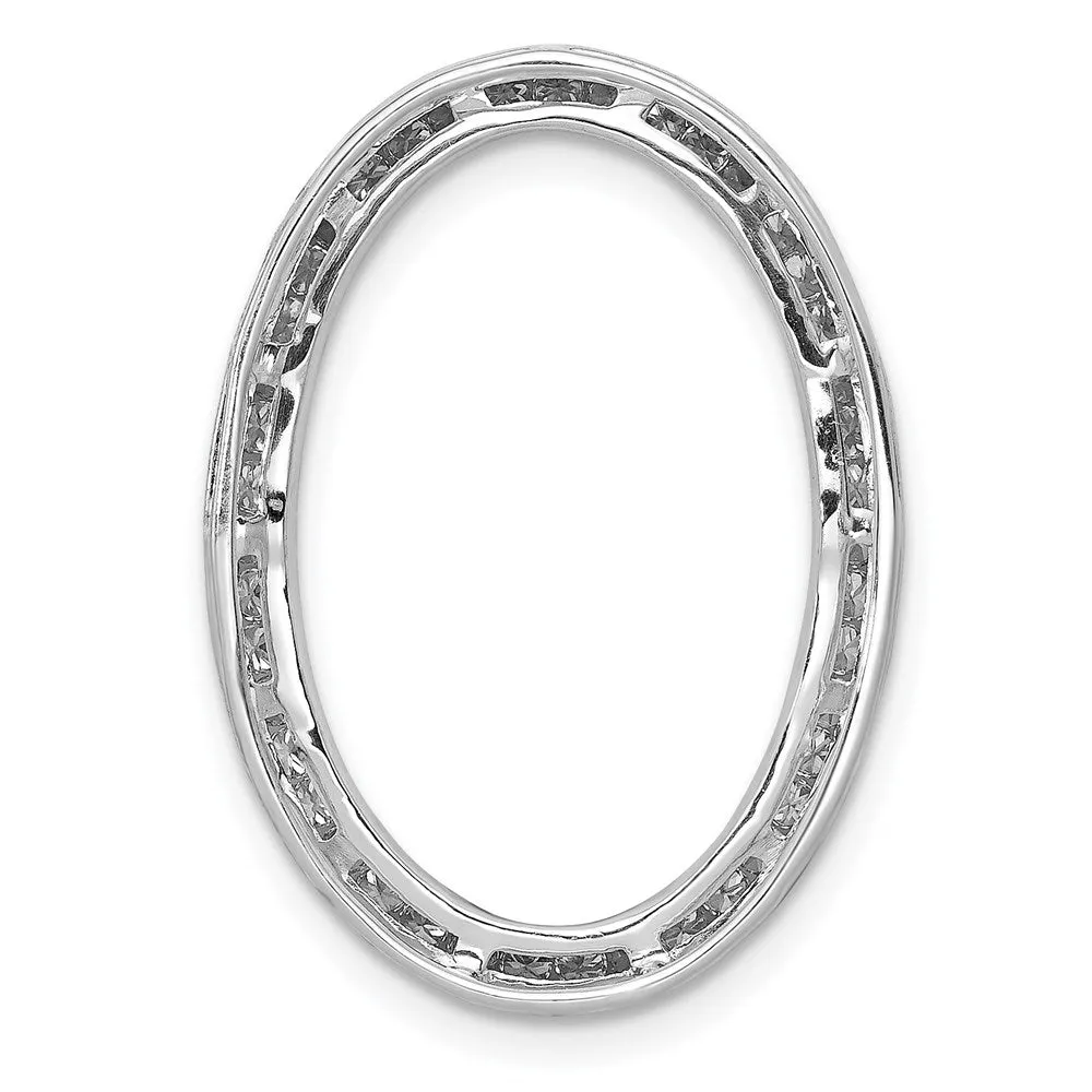 14k White Gold 1/2ct. Diamond Channel Set Oval Chain Slide