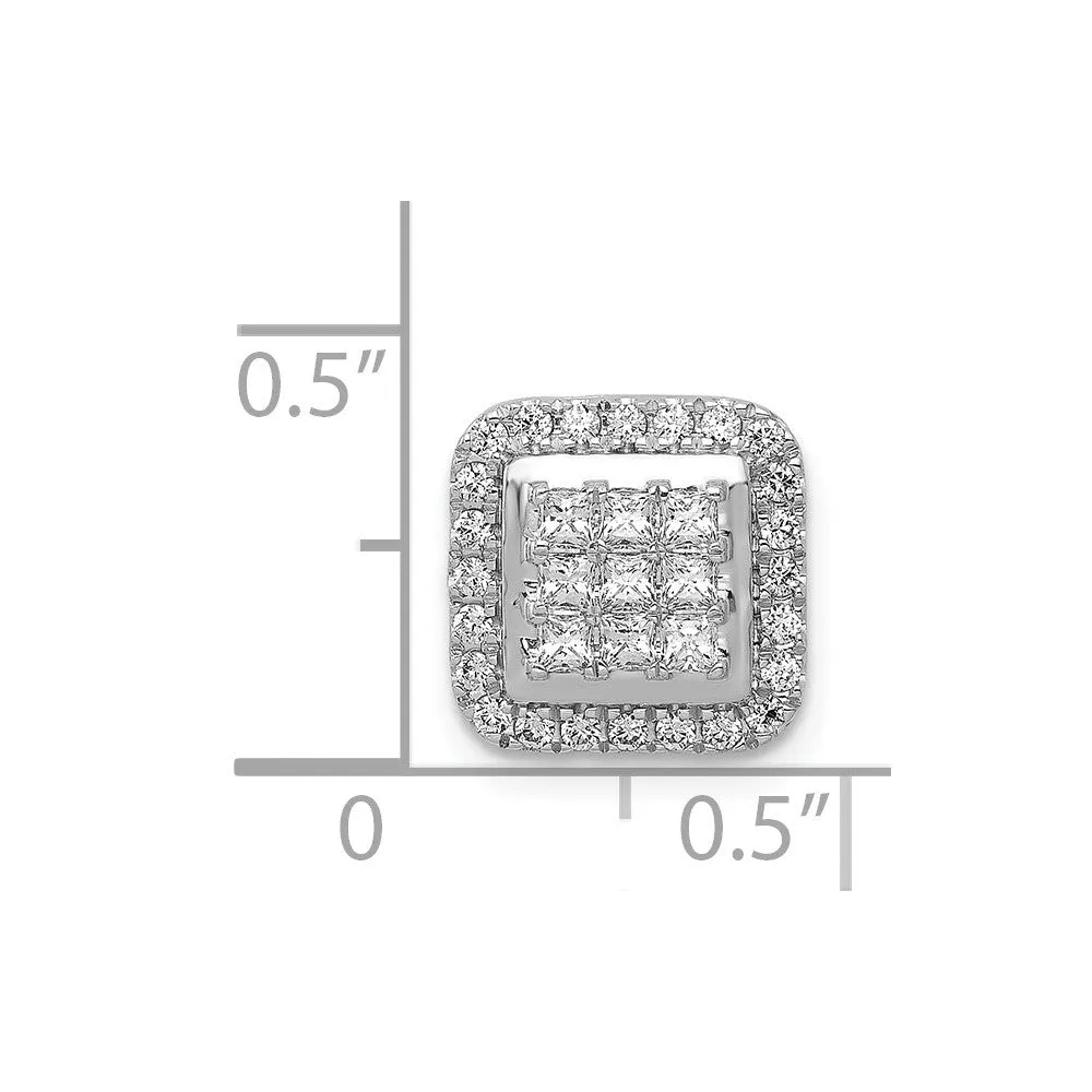 14k White Gold 1/2ct. Diamond Square Cluster Pendant