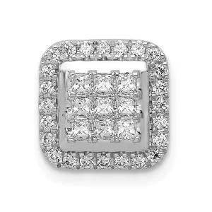 14k White Gold 1/2ct. Diamond Square Cluster Pendant