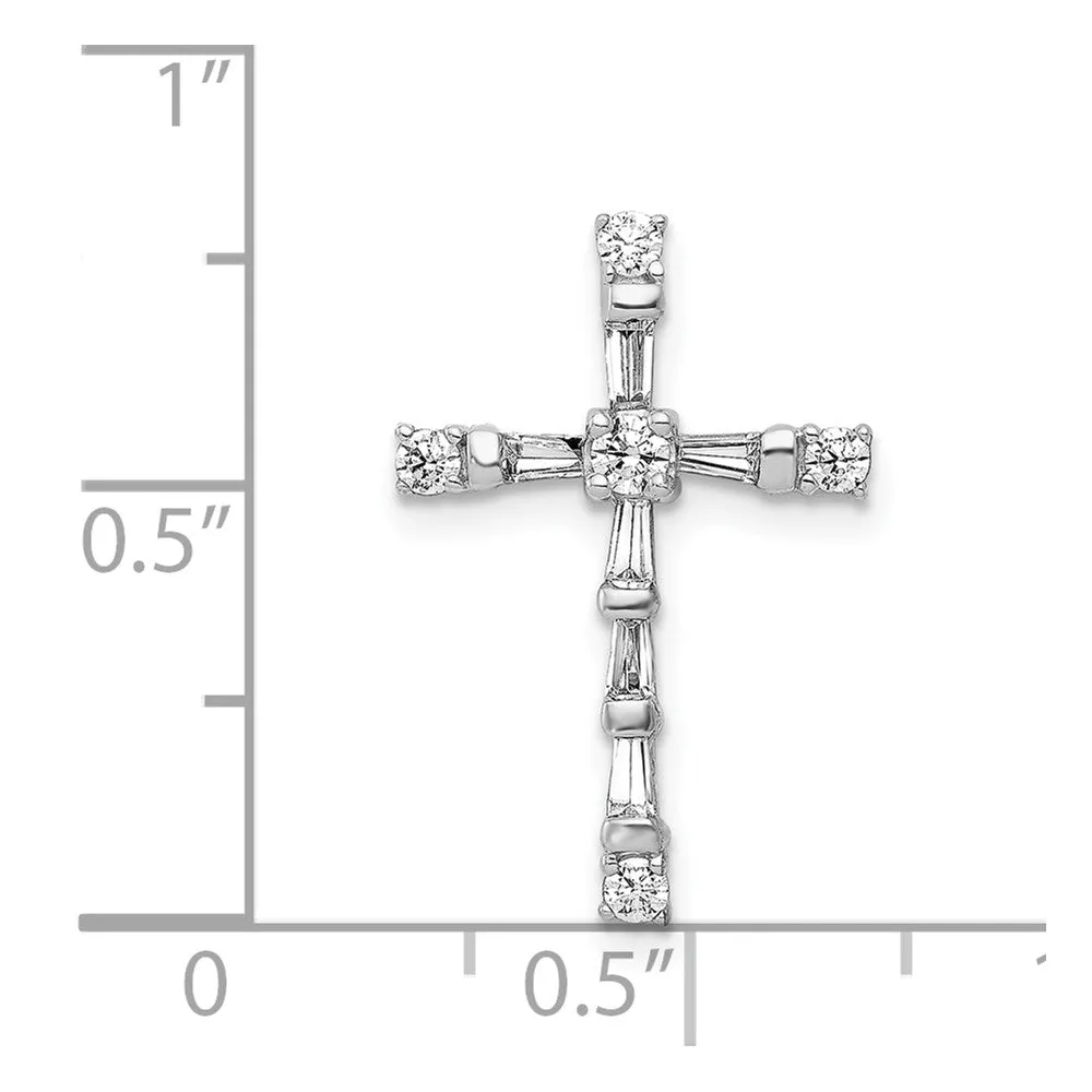 14k White Gold 1/3ct. Diamond Cross Chain Slide