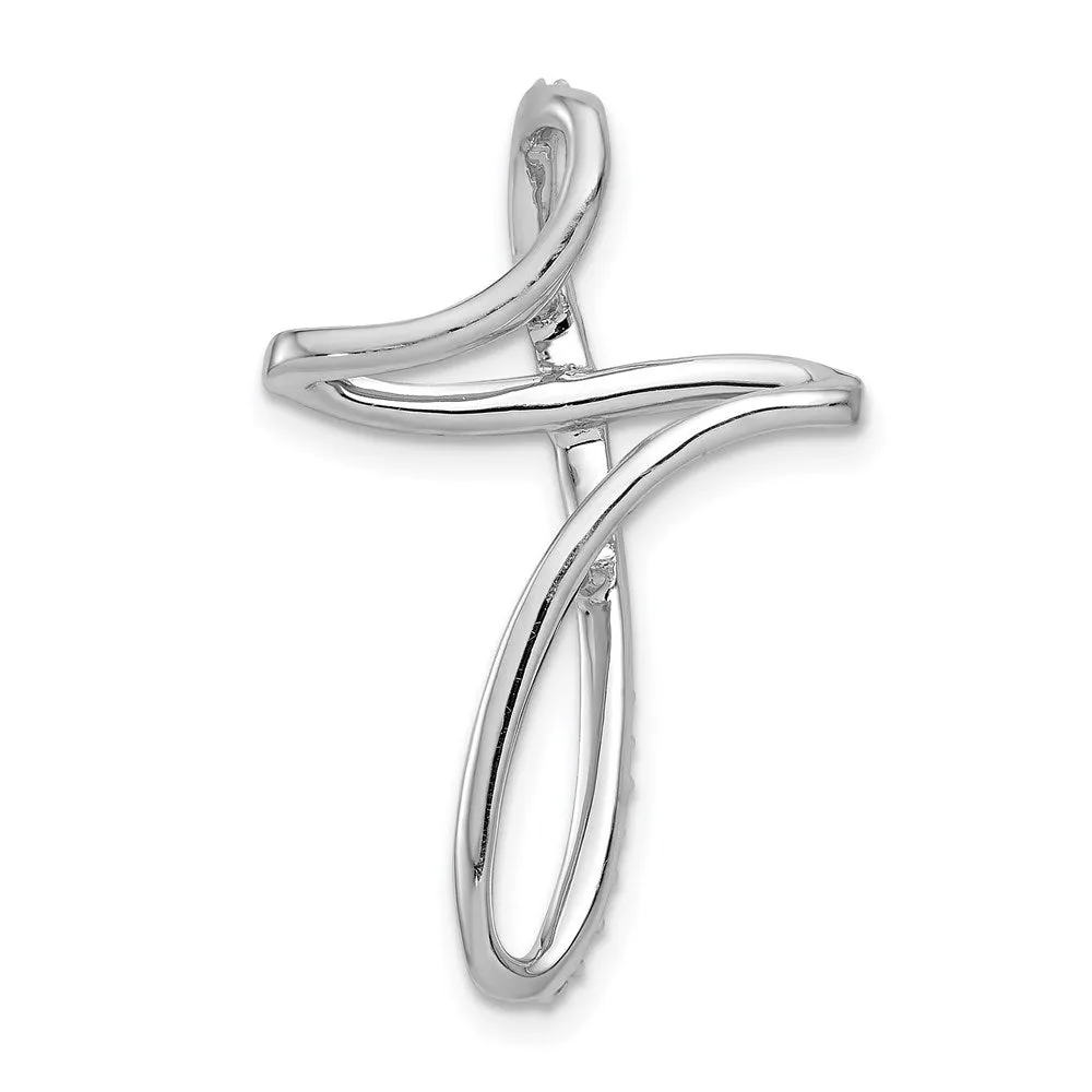 14k White Gold 1/5ct. Diamond Cross Chain Slide