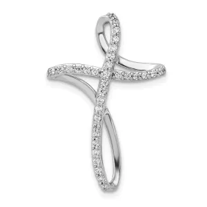 14k White Gold 1/5ct. Diamond Cross Chain Slide