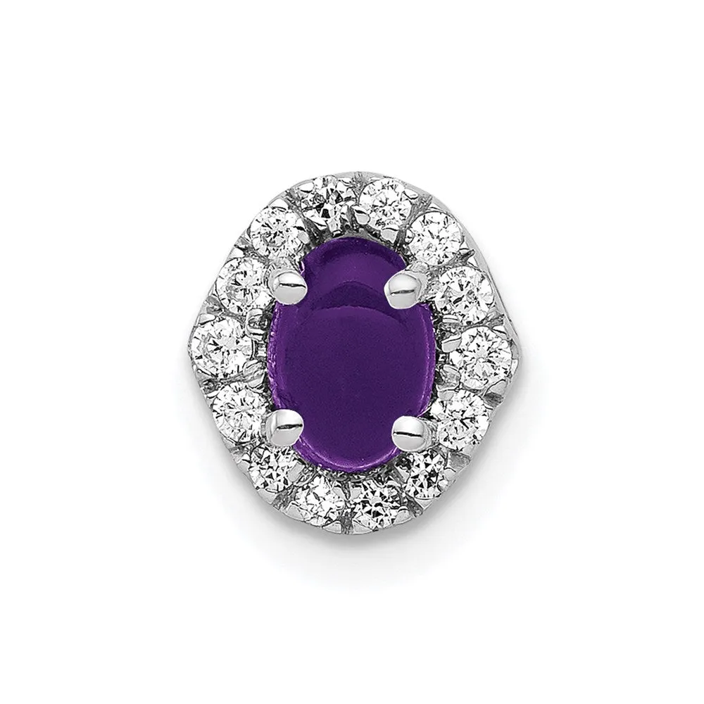 14k White Gold Diamond and Cabochon .73 Amethyst Chain Slide