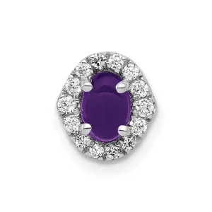 14k White Gold Diamond and Cabochon .73 Amethyst Chain Slide