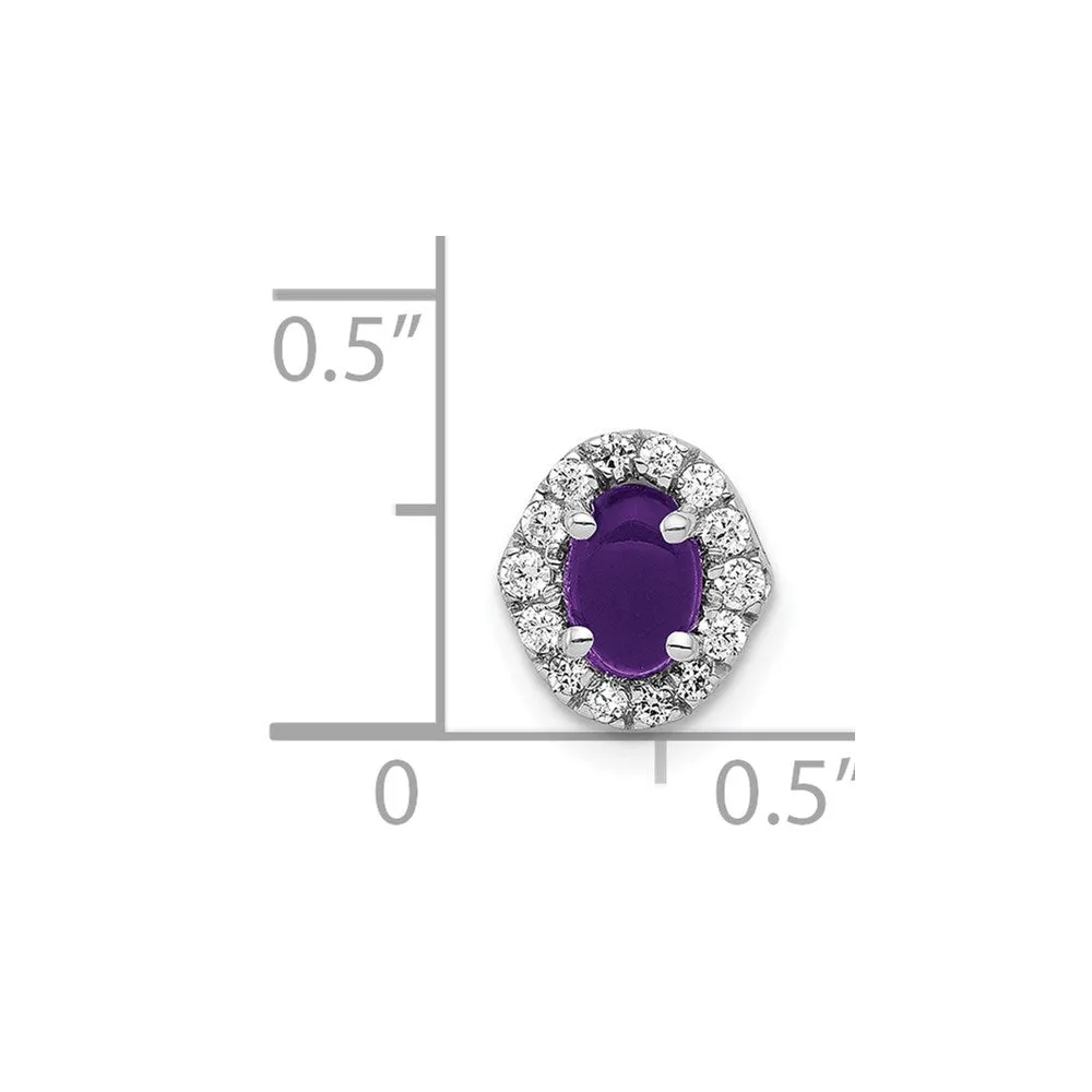 14k White Gold Diamond and Cabochon .73 Amethyst Chain Slide