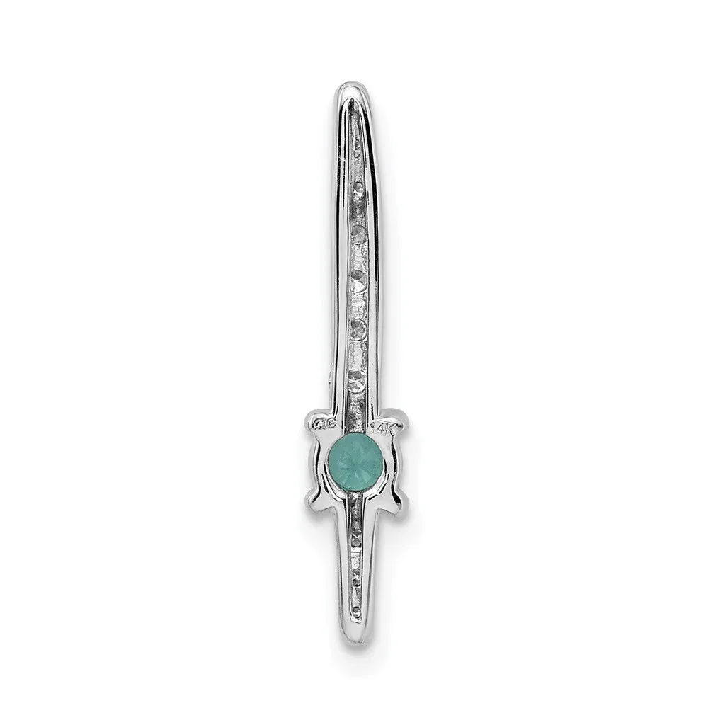 14k White Gold Diamond and Emerald Fancy Chain Slide