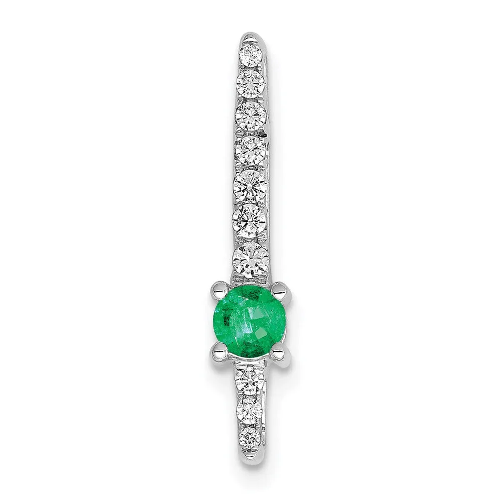 14k White Gold Diamond and Emerald Fancy Chain Slide