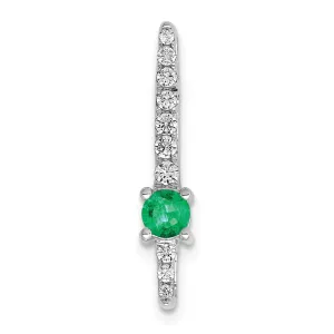 14k White Gold Diamond and Emerald Fancy Chain Slide