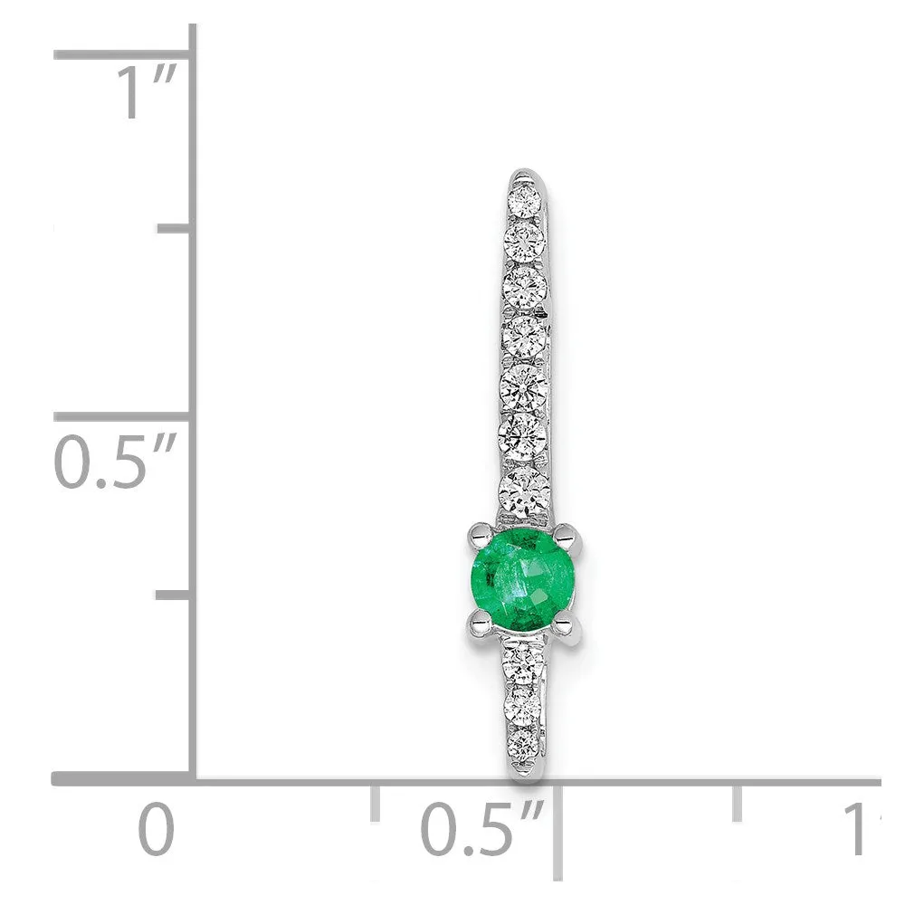 14k White Gold Diamond and Emerald Fancy Chain Slide