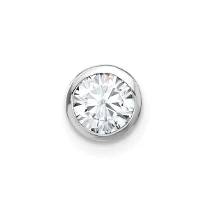 14k White Gold Round Bezel D E F Pure Light Moissanite Chain Slide