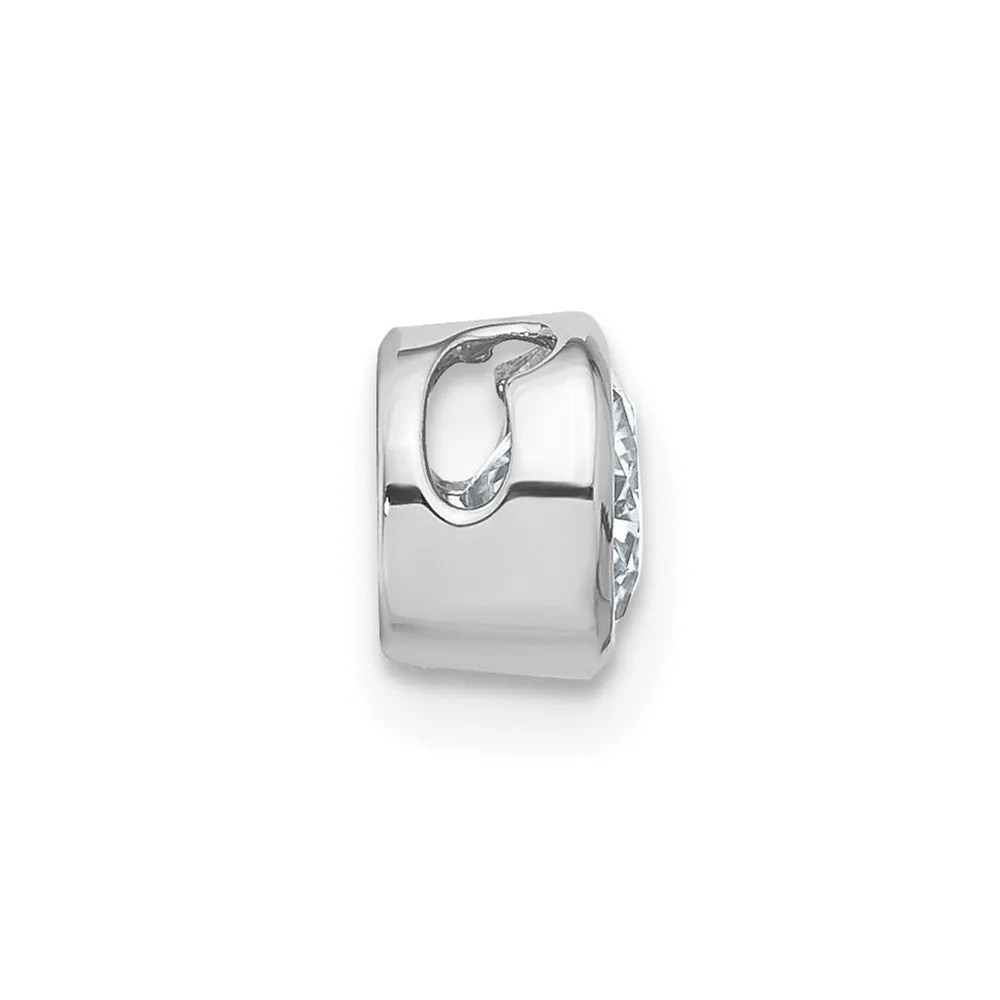 14k White Gold Round Bezel D E F Pure Light Moissanite Chain Slide