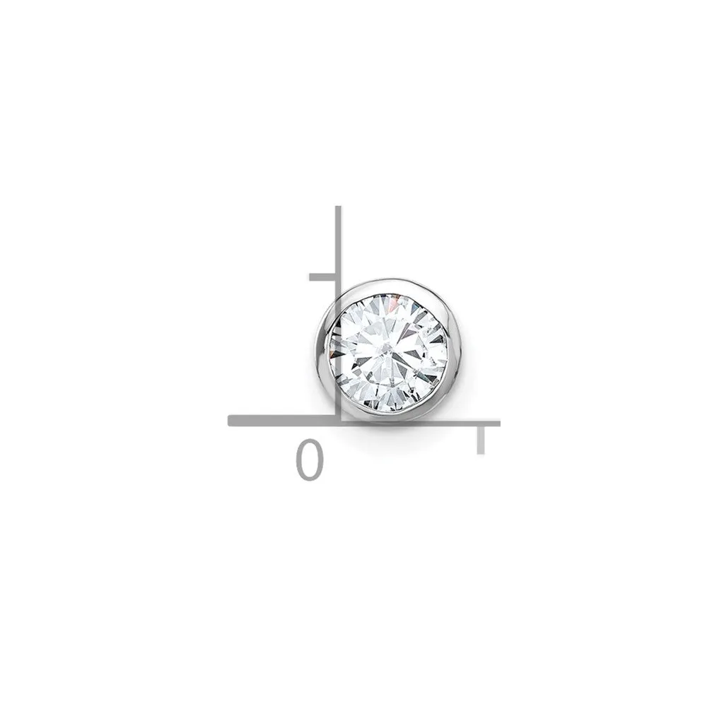 14k White Gold Round Bezel D E F Pure Light Moissanite Chain Slide