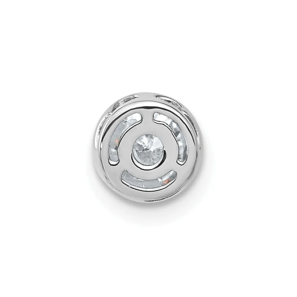 14k White Gold Round Bezel D E F Pure Light Moissanite Chain Slide