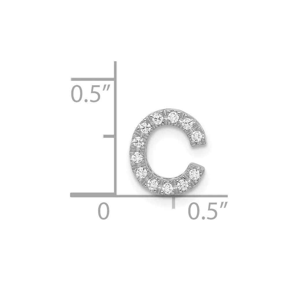 14k White Gold White Gold Diamond Letter C Initial Charm