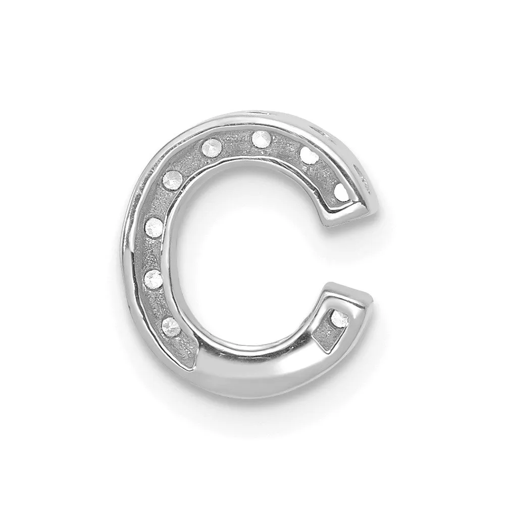 14k White Gold White Gold Diamond Letter C Initial Charm
