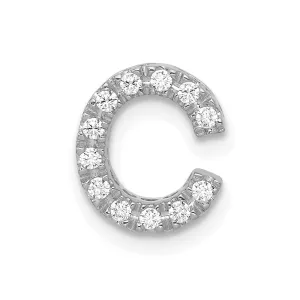 14k White Gold White Gold Diamond Letter C Initial Charm