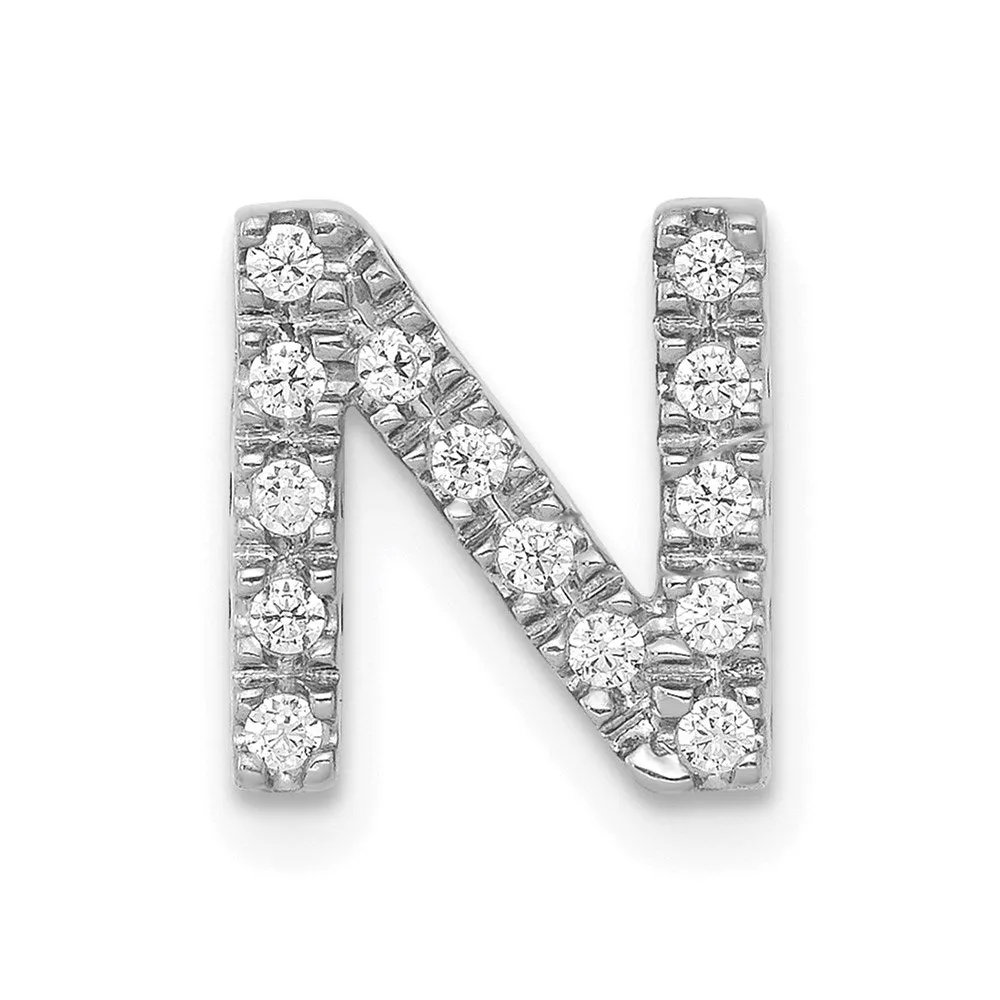 14k White Gold White Gold Diamond Letter N Initial Charm
