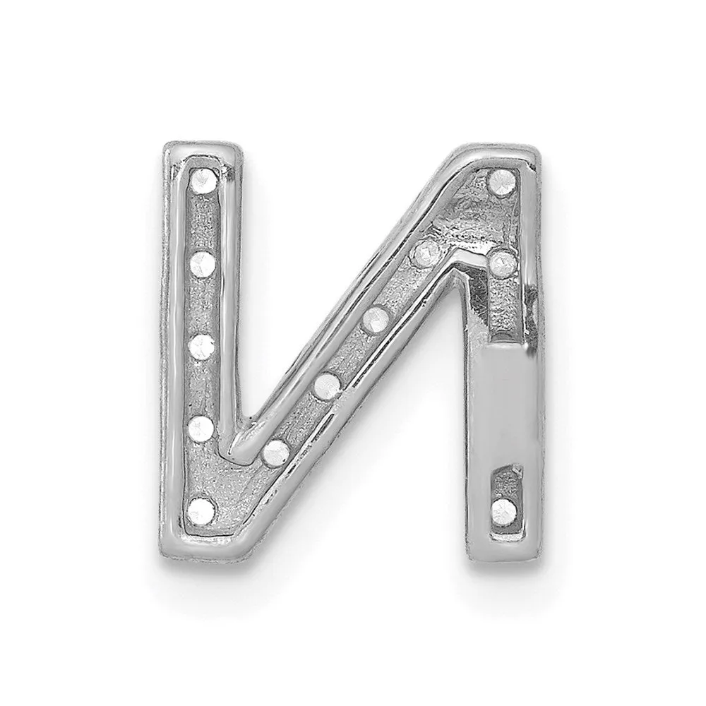 14k White Gold White Gold Diamond Letter N Initial Charm