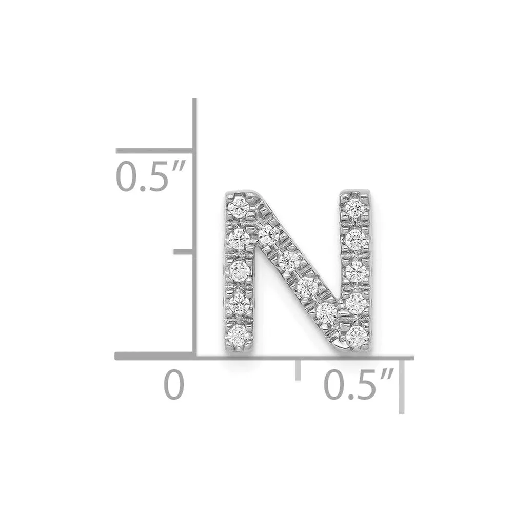 14k White Gold White Gold Diamond Letter N Initial Charm