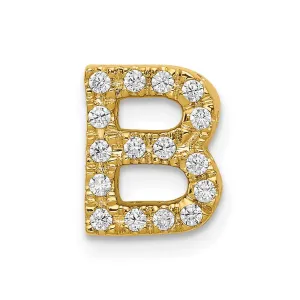 14k Yellow Gold Diamond Letter B Initial Charm
