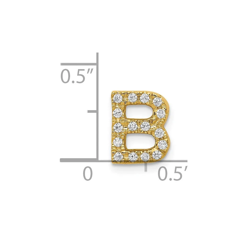 14k Yellow Gold Diamond Letter B Initial Charm
