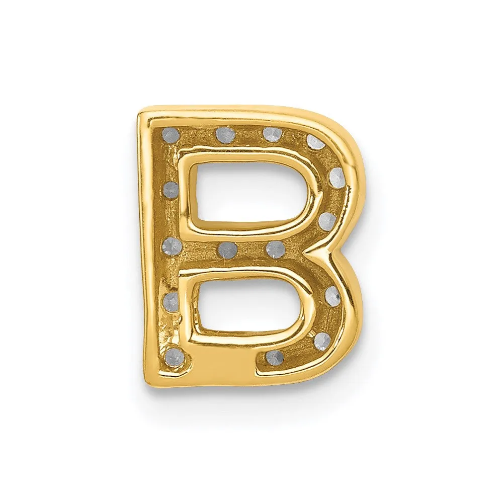 14k Yellow Gold Diamond Letter B Initial Charm