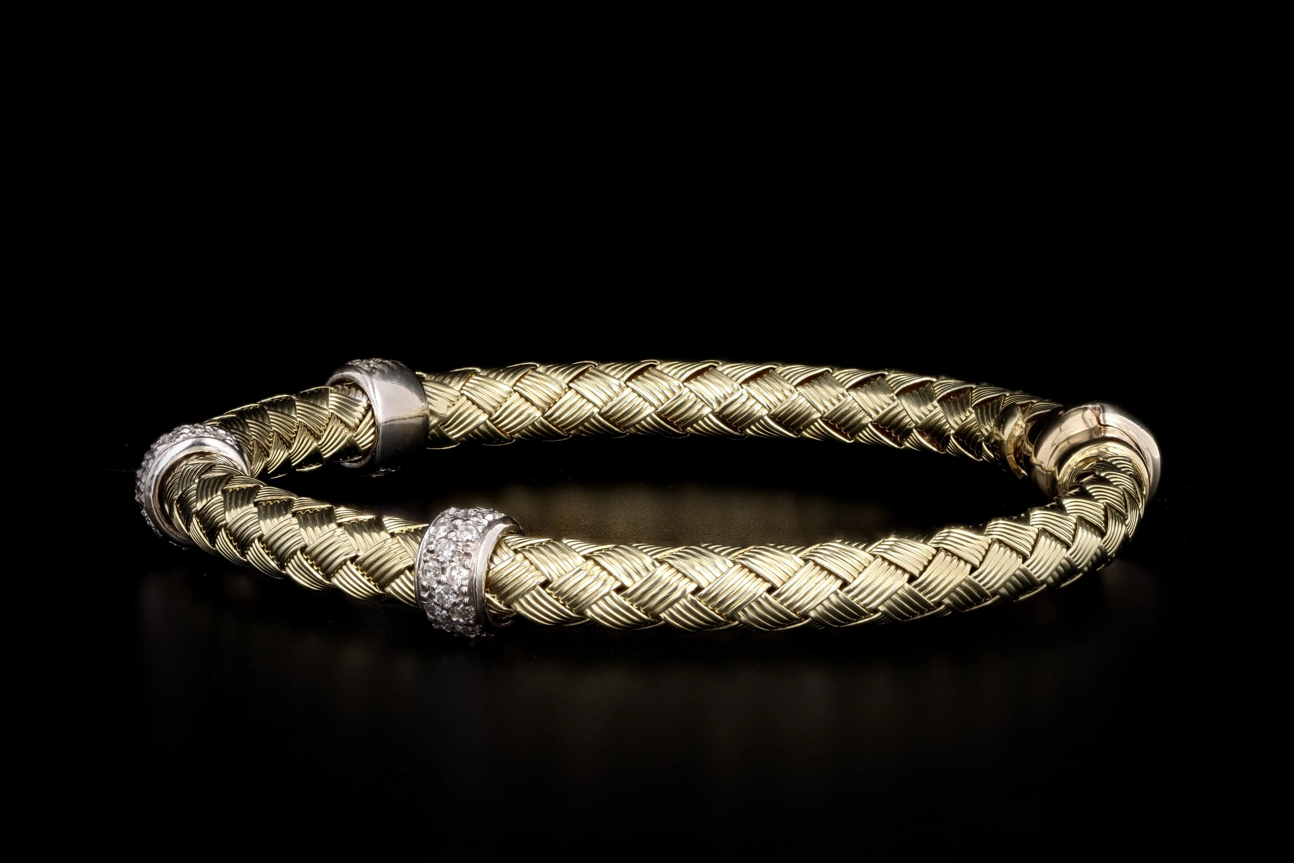 14K Yellow Gold Woven Diamond Bracelet