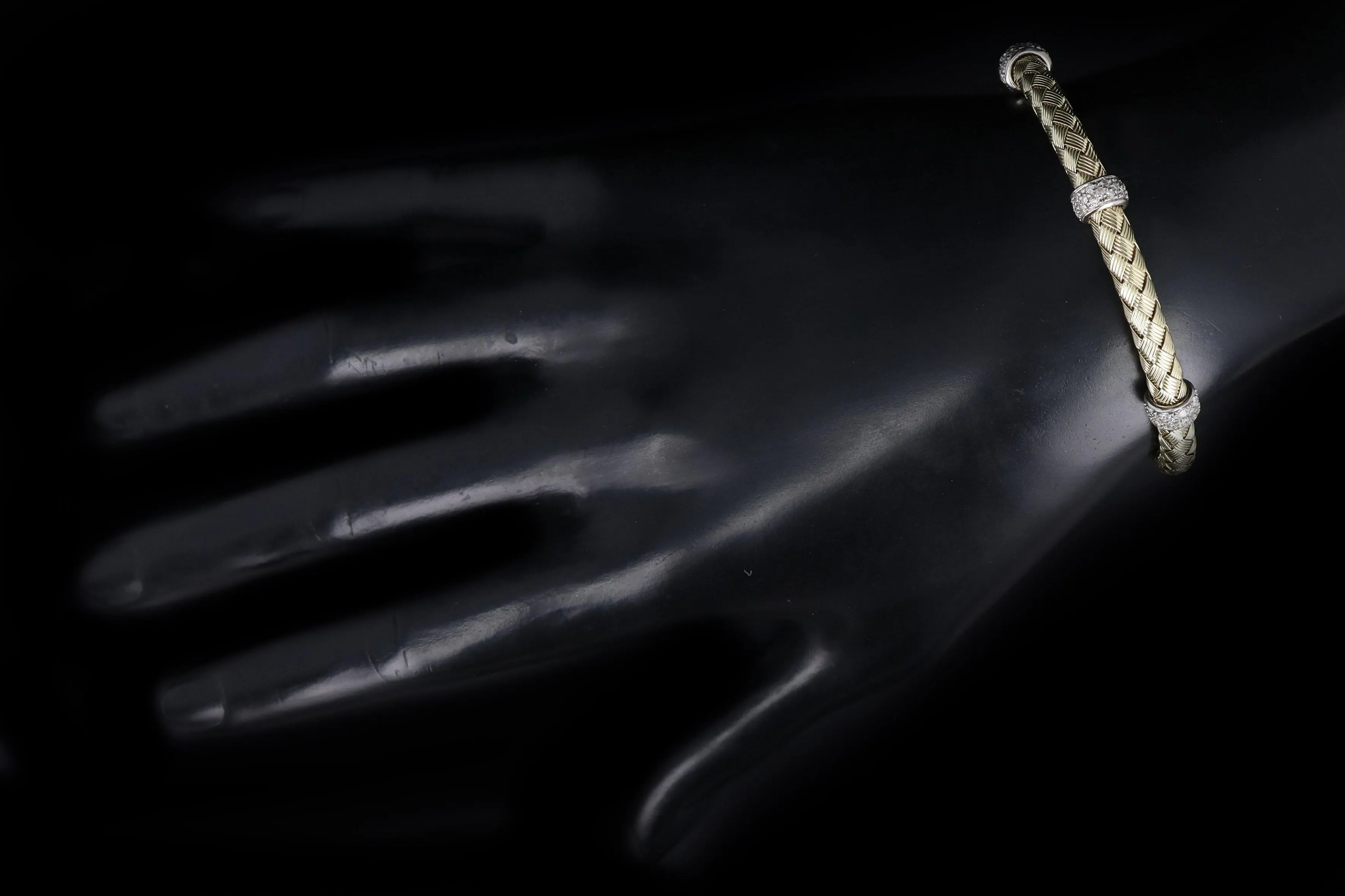 14K Yellow Gold Woven Diamond Bracelet