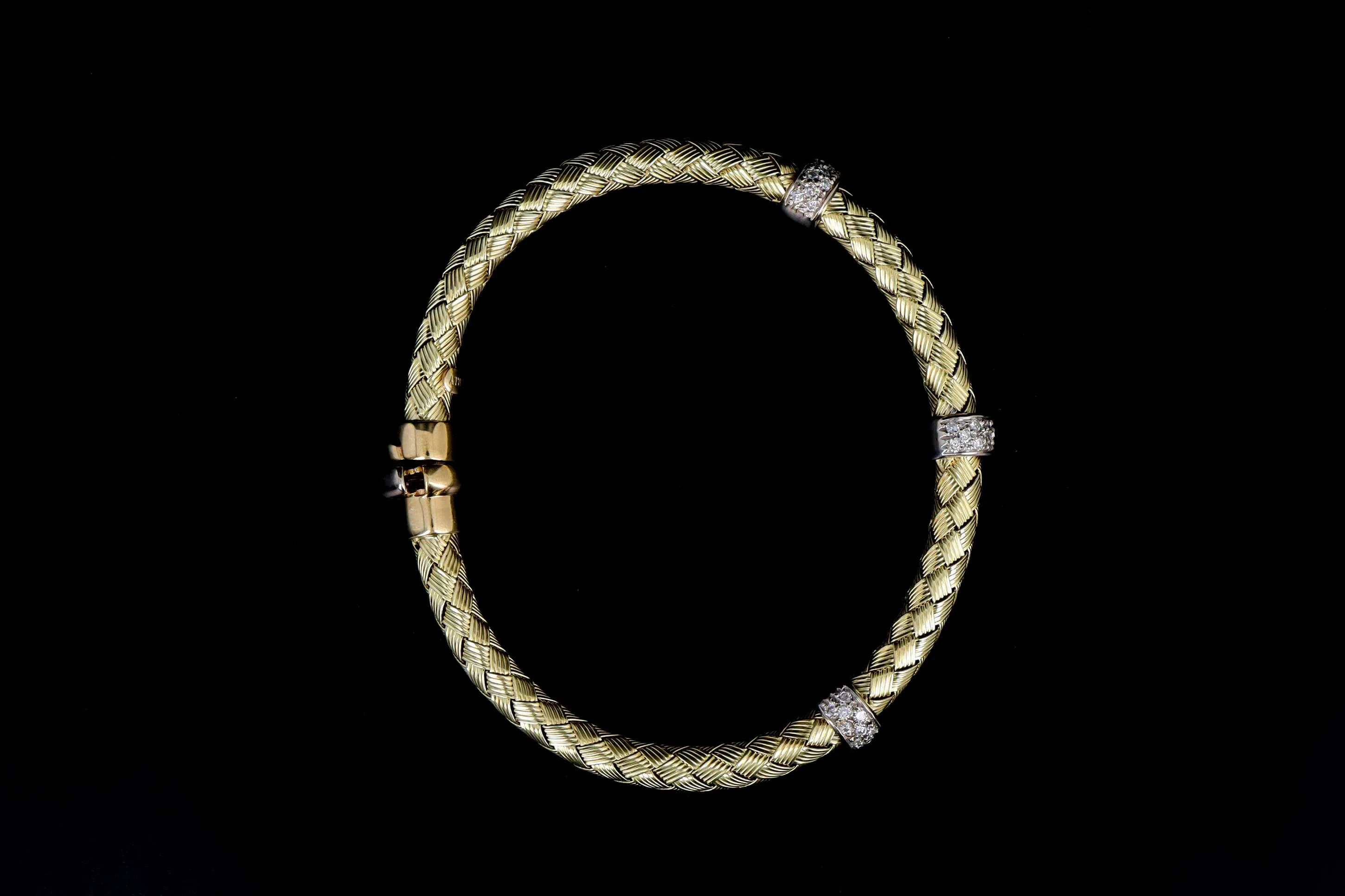 14K Yellow Gold Woven Diamond Bracelet