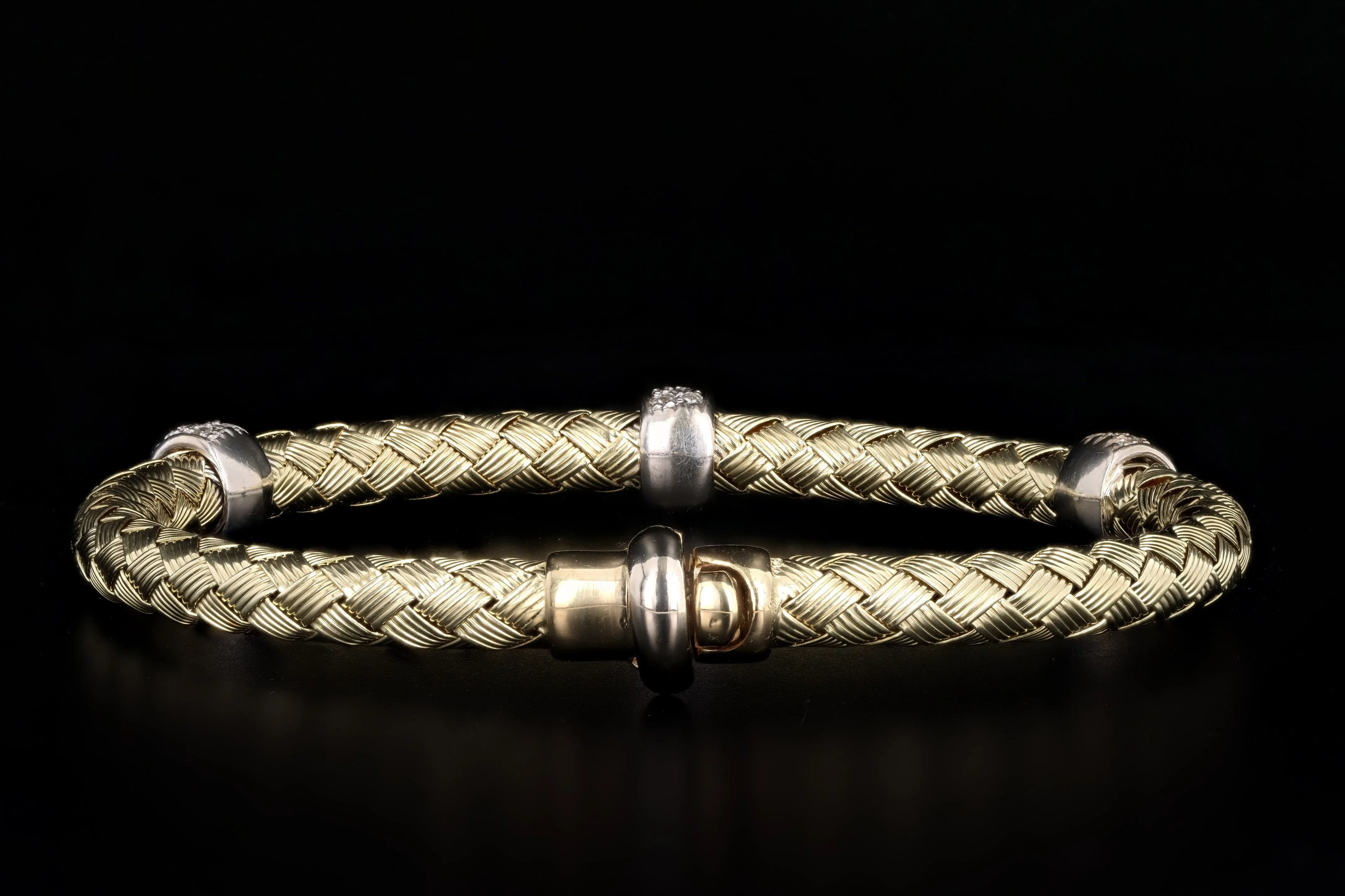 14K Yellow Gold Woven Diamond Bracelet