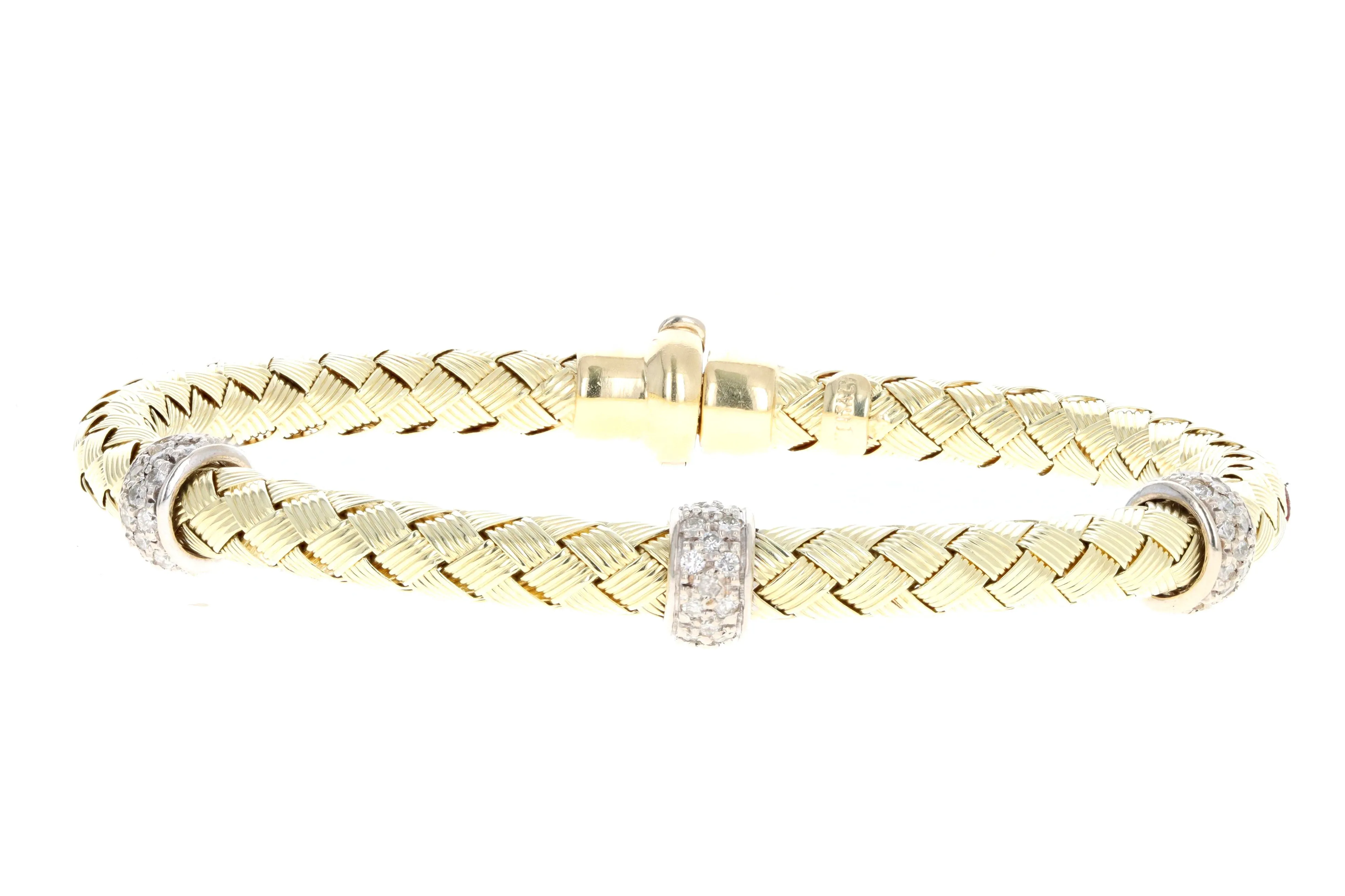 14K Yellow Gold Woven Diamond Bracelet