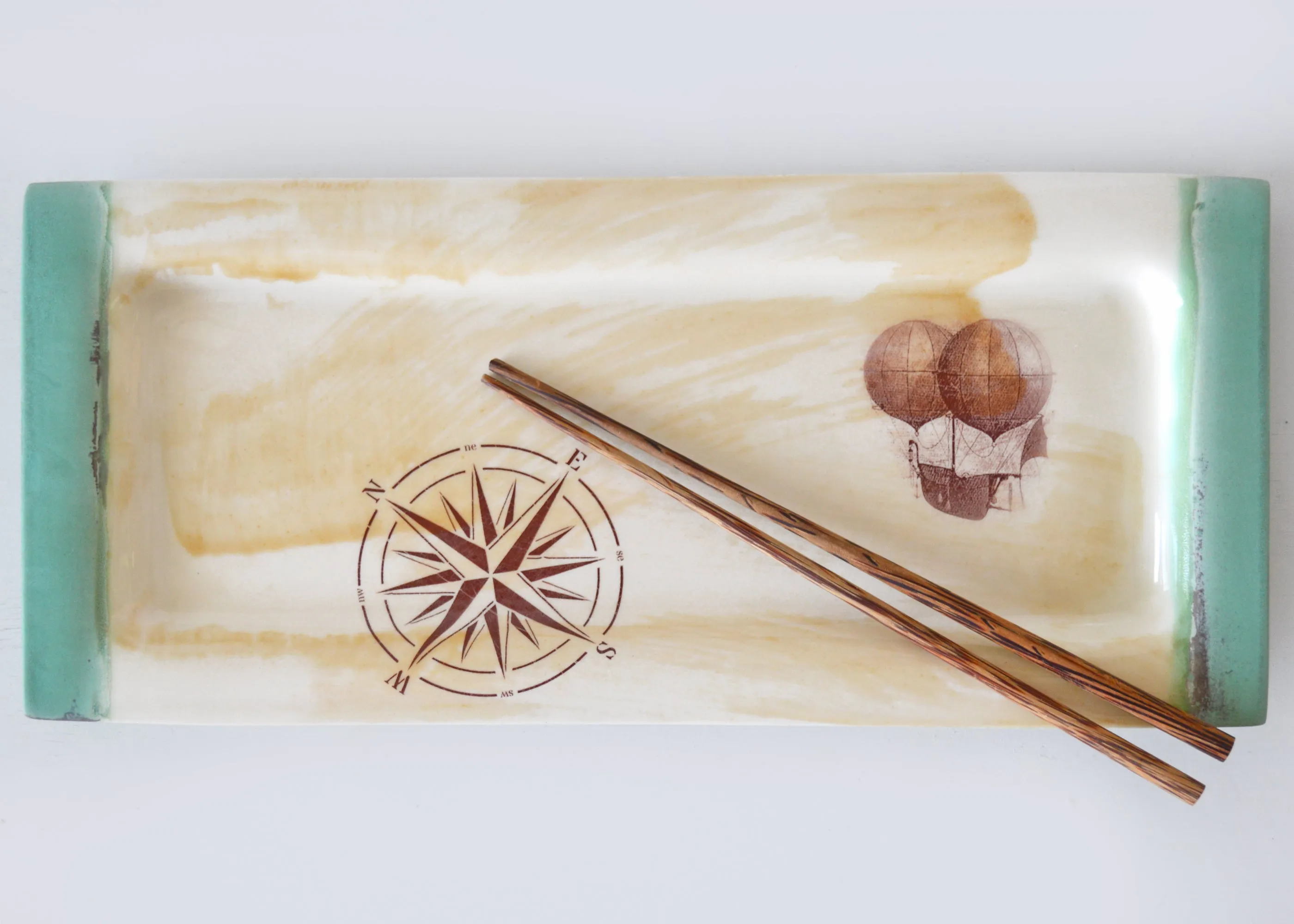 33-H Hot Air Baloon Boat Sushi Plate