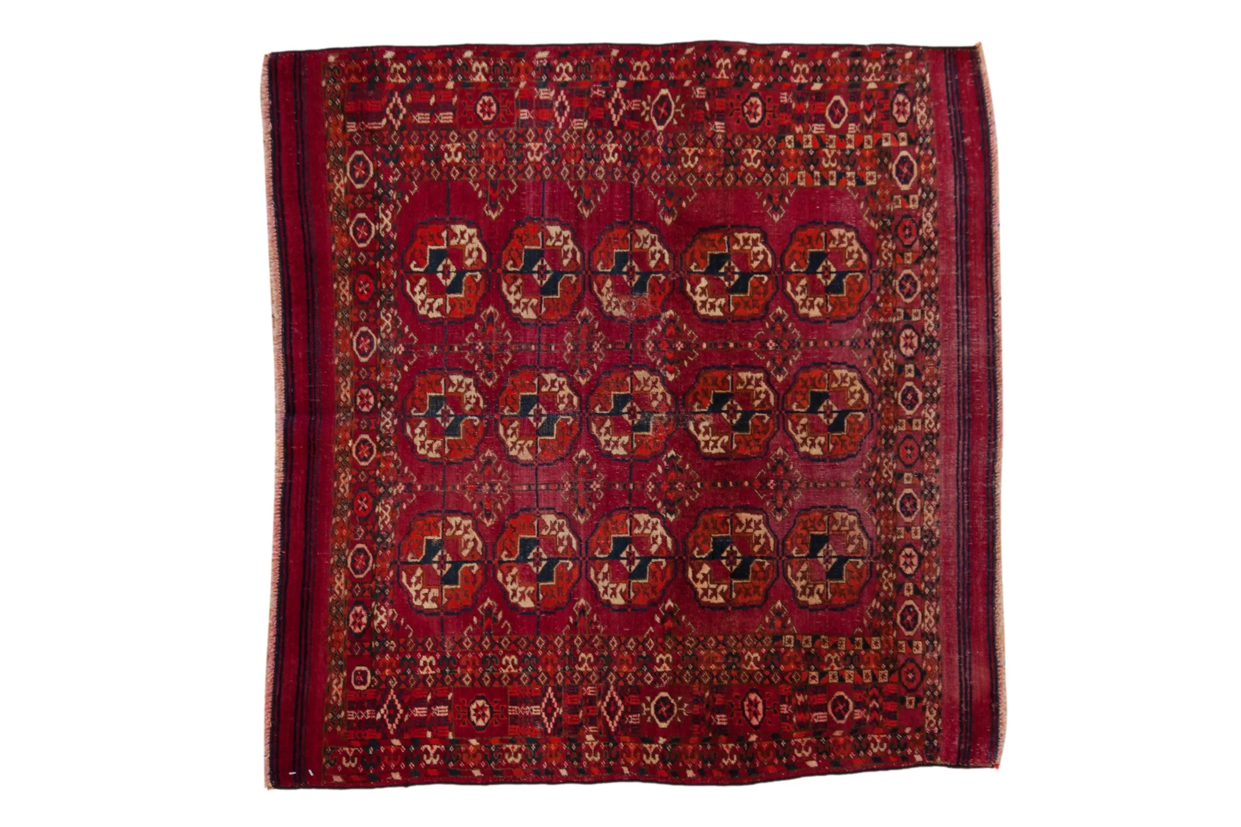 3.5x4 Vintage Turkmen Square Rug