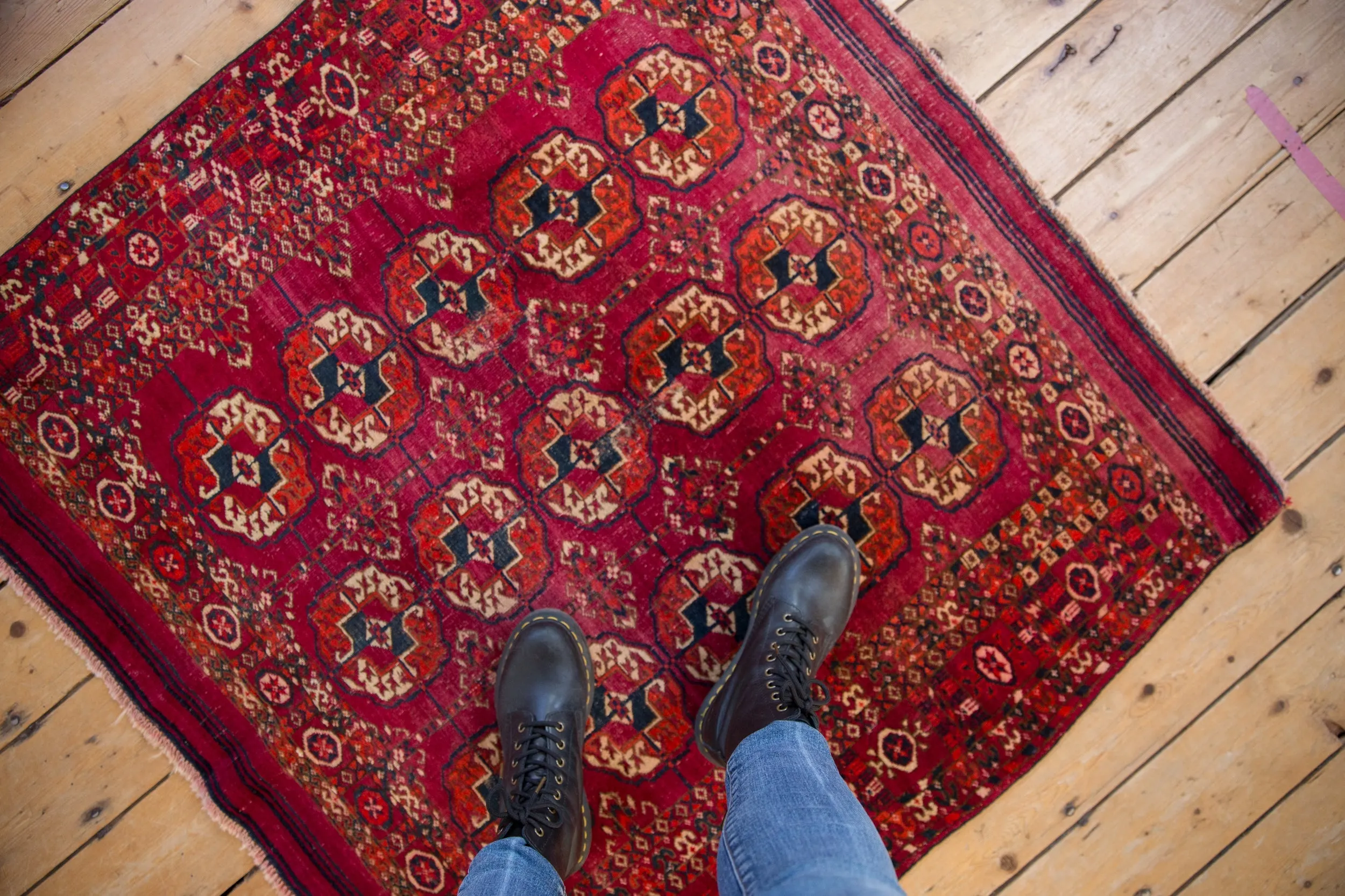 3.5x4 Vintage Turkmen Square Rug