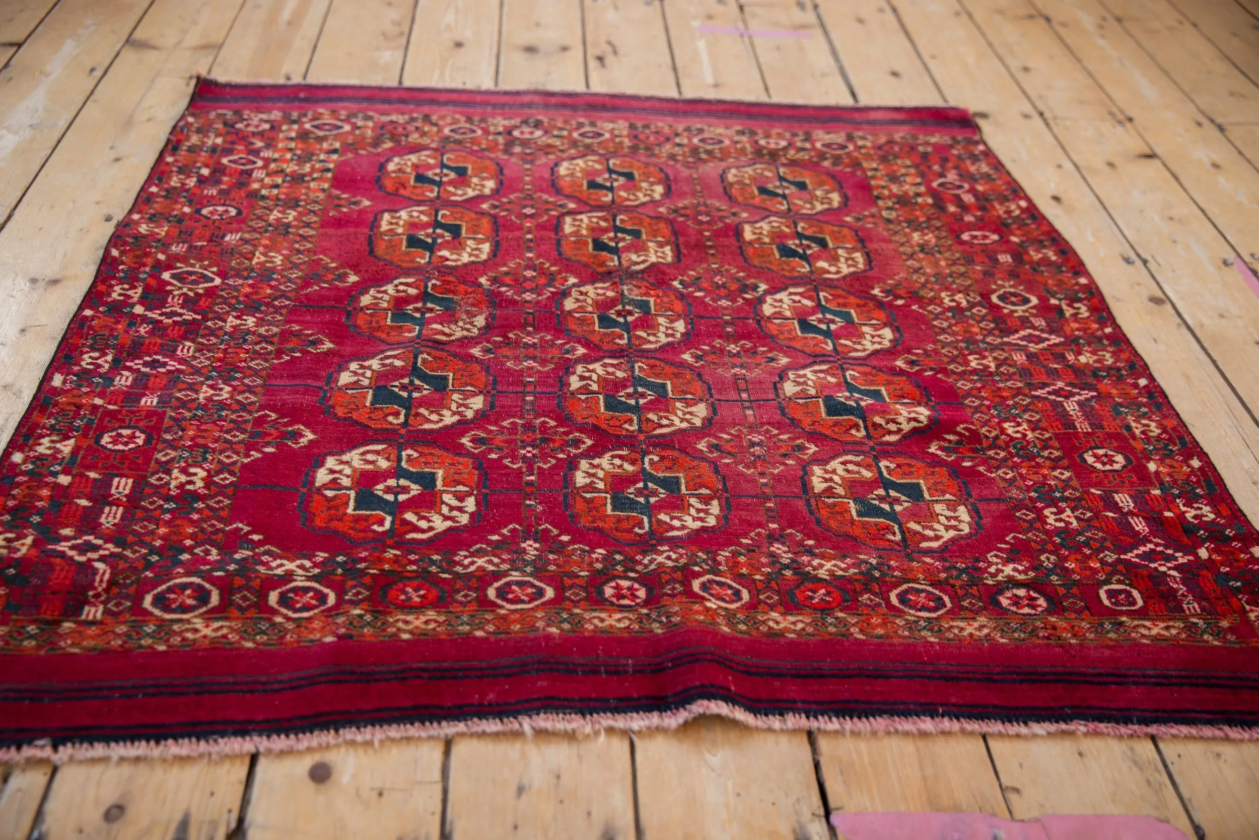 3.5x4 Vintage Turkmen Square Rug