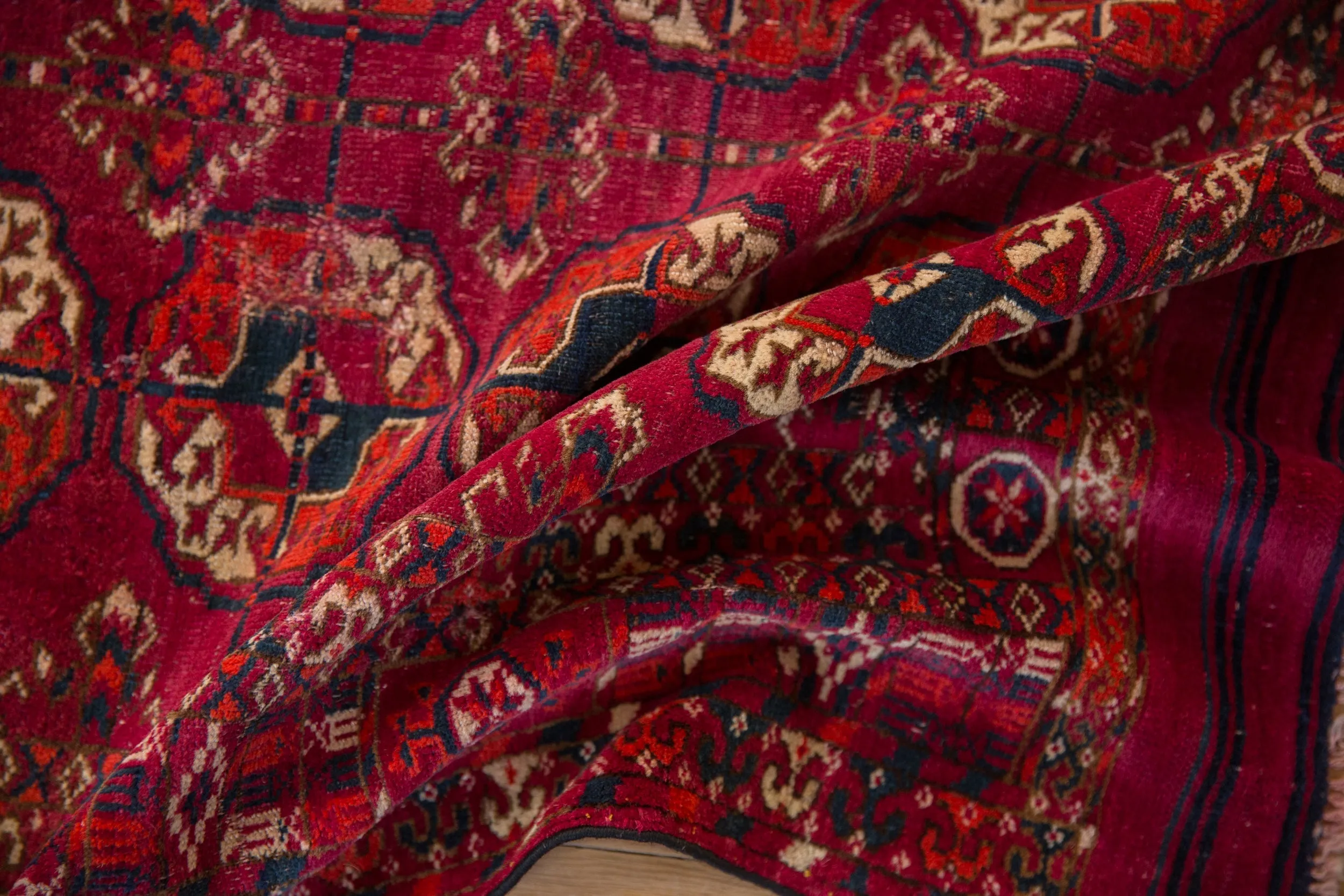 3.5x4 Vintage Turkmen Square Rug