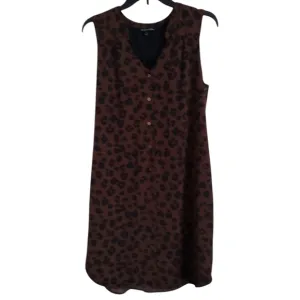 41 Hawthorn brown red animal print sleeveless button down dress size medium
