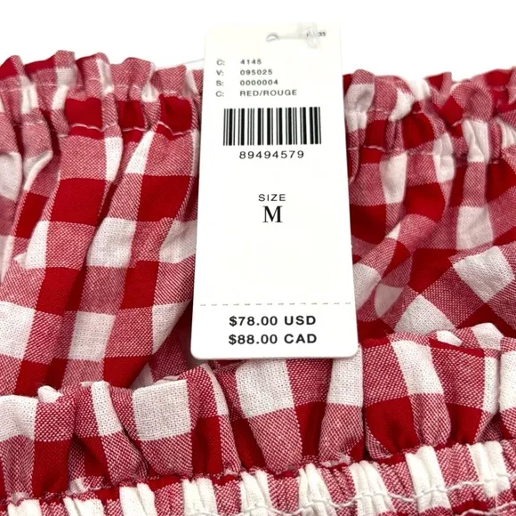 Anthropologie Mable Gingham Smocked Mini Skirt Set Size Medium