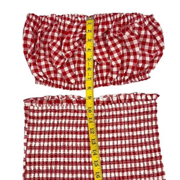 Anthropologie Mable Gingham Smocked Mini Skirt Set Size Medium