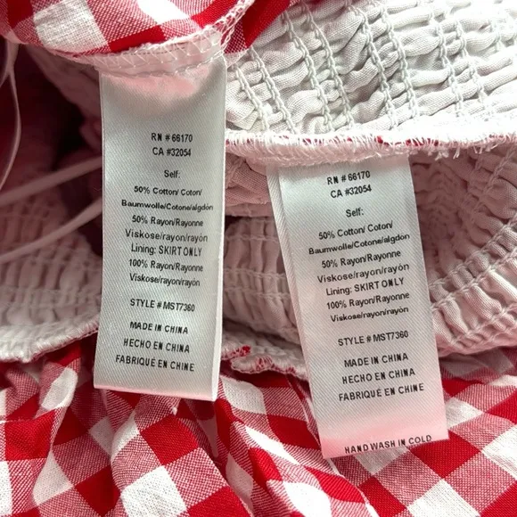 Anthropologie Mable Gingham Smocked Mini Skirt Set Size Medium