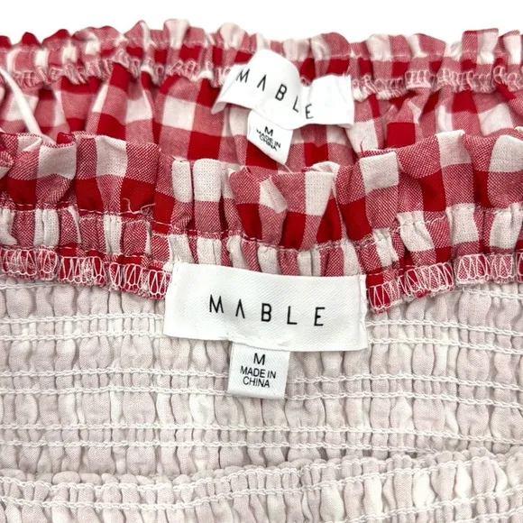Anthropologie Mable Gingham Smocked Mini Skirt Set Size Medium