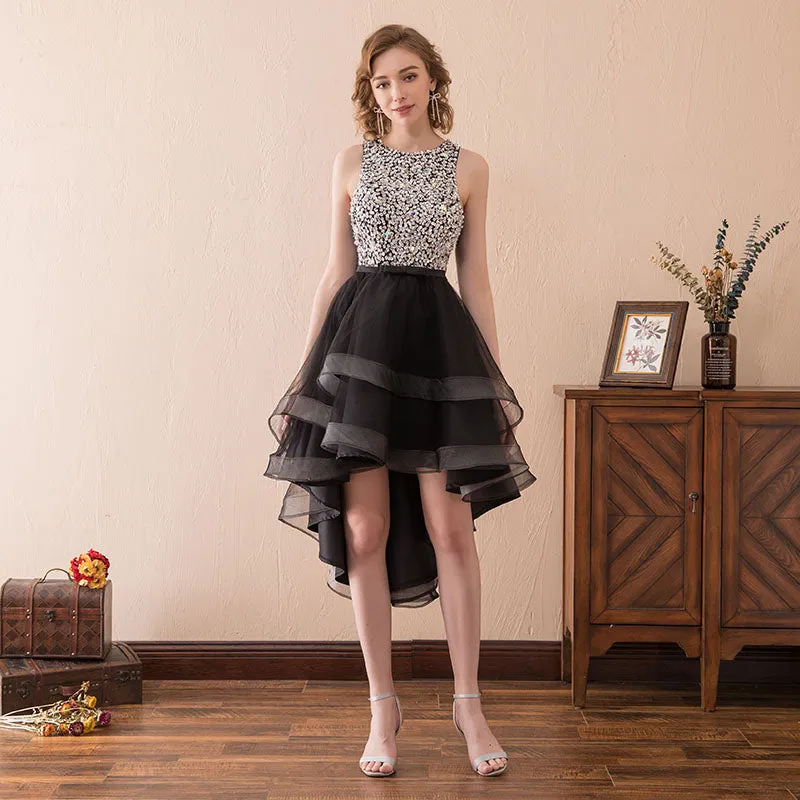 Asymmetrical Back Crystal Homecoming Dresses