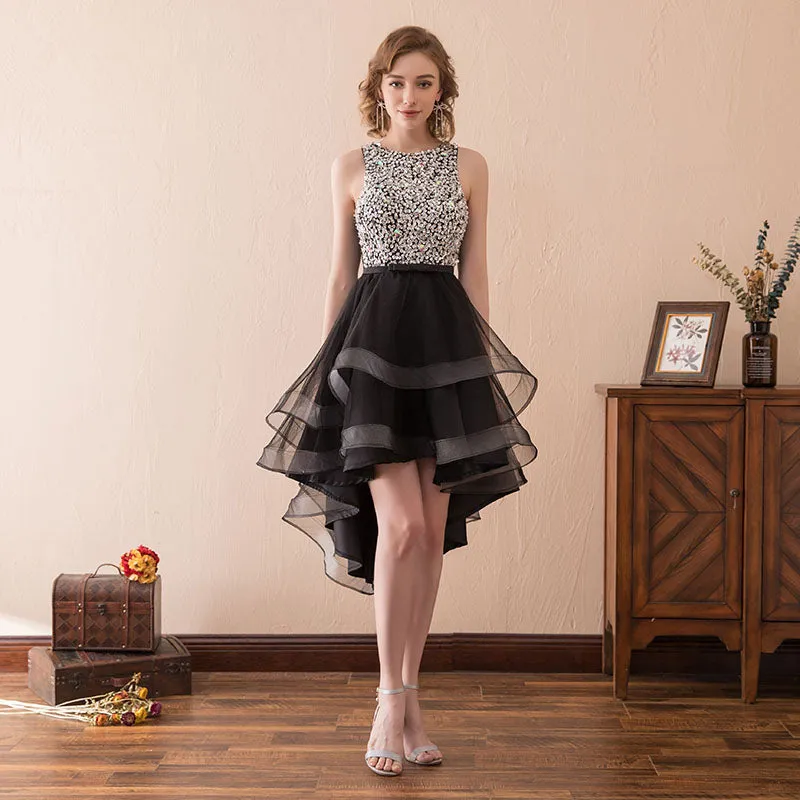 Asymmetrical Back Crystal Homecoming Dresses