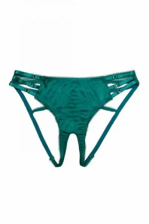 Ava Curve Strappy Open Back Brief - Green -